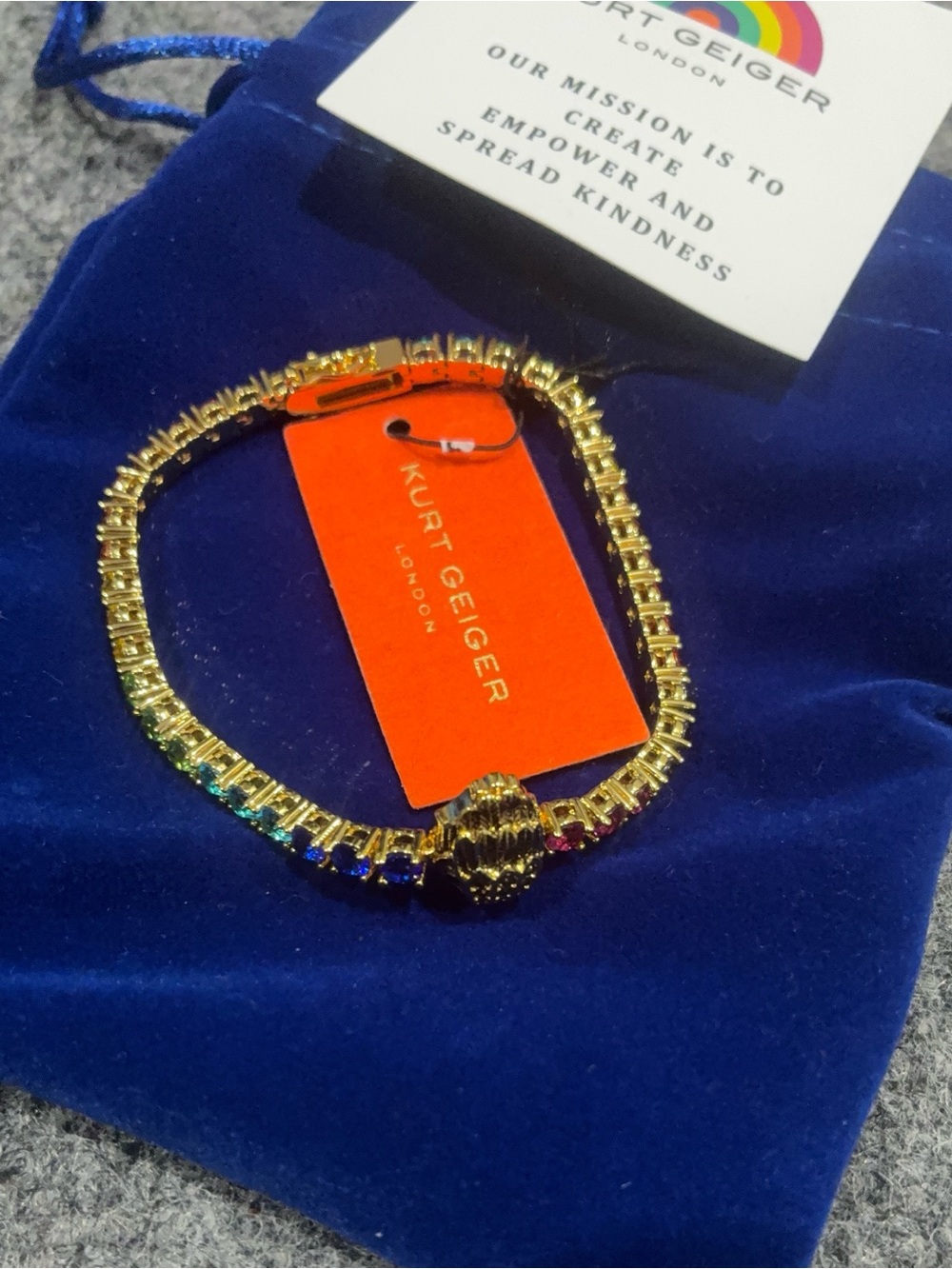 Kurt Geiger Gold Multicolor Crystal Stretch Bracelet
